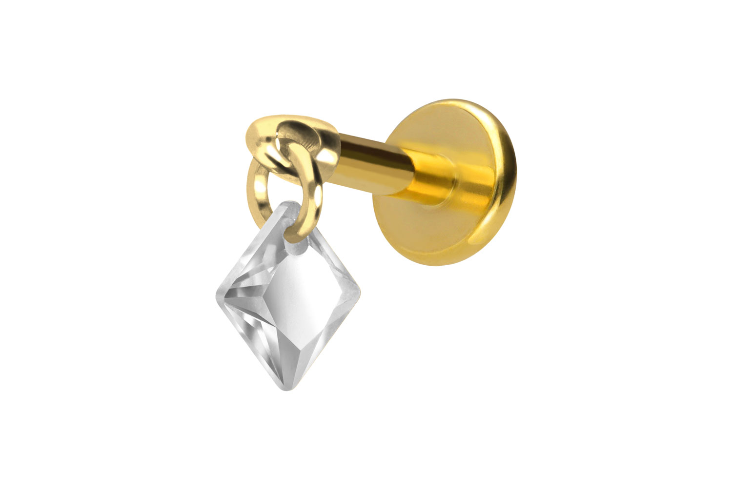 Titan Labret Piercing mit Innengewinde KRISTALLQUADRAT